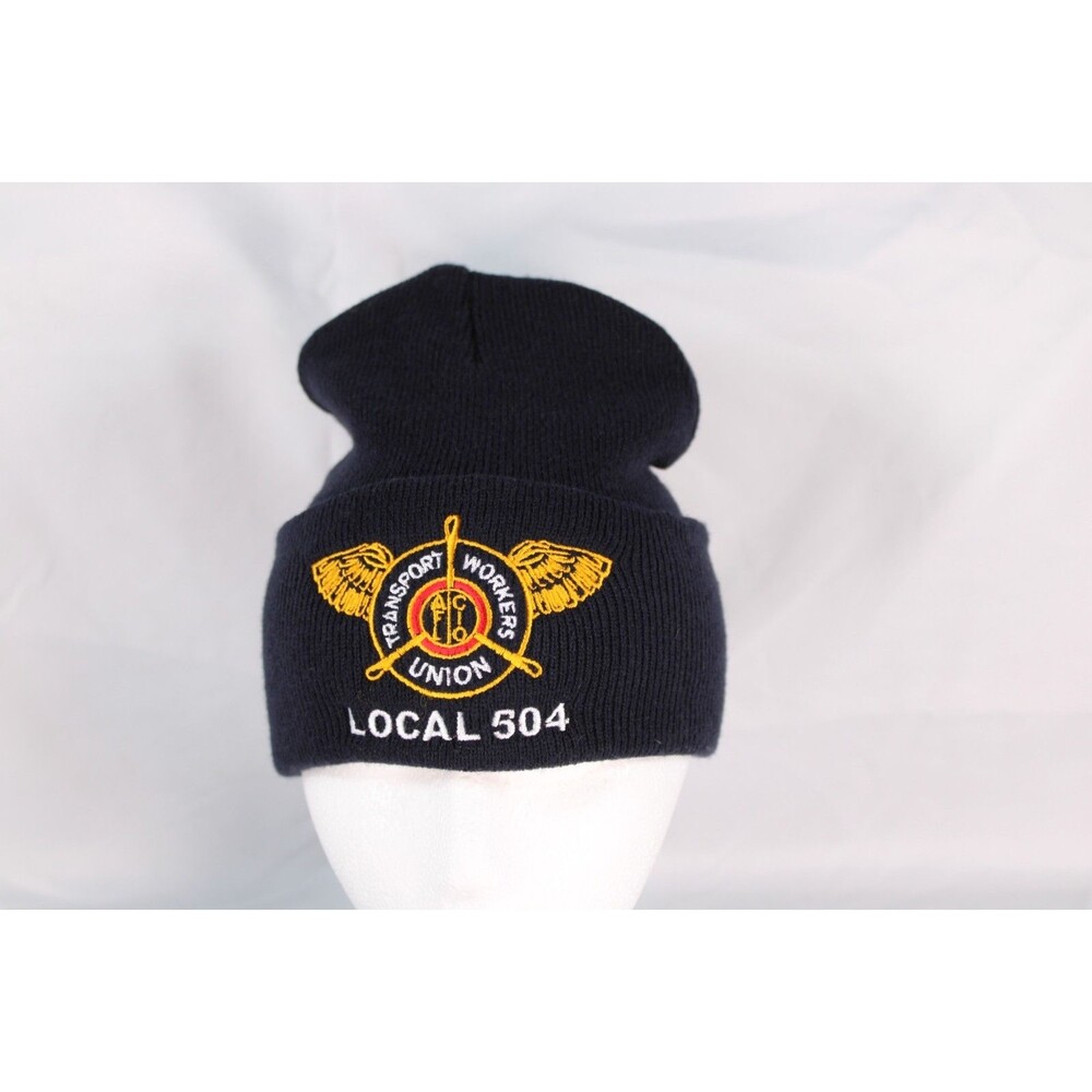TWU Local 504 Transport Workers Union Beanie Hat USA Made Unionwear Navy Blue